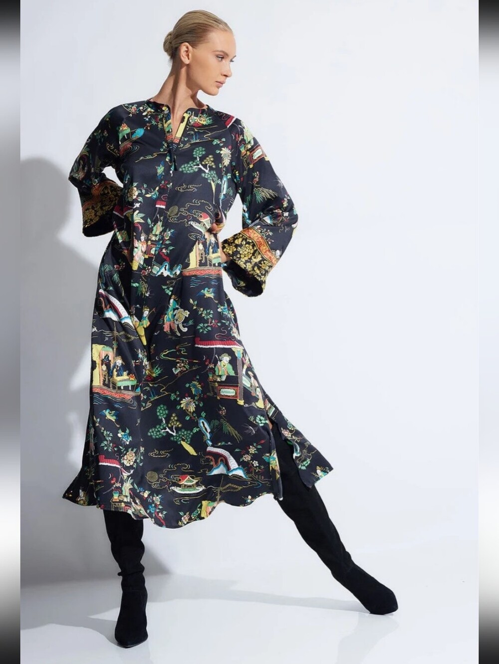 Natori Kana Zip Caftan Size L